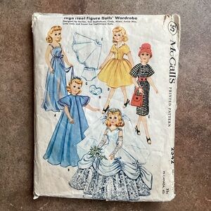 Vintage UNCUT 1959 McCall's 2342 Sewing Pattern High Heel Doll Wardrobe, 50s